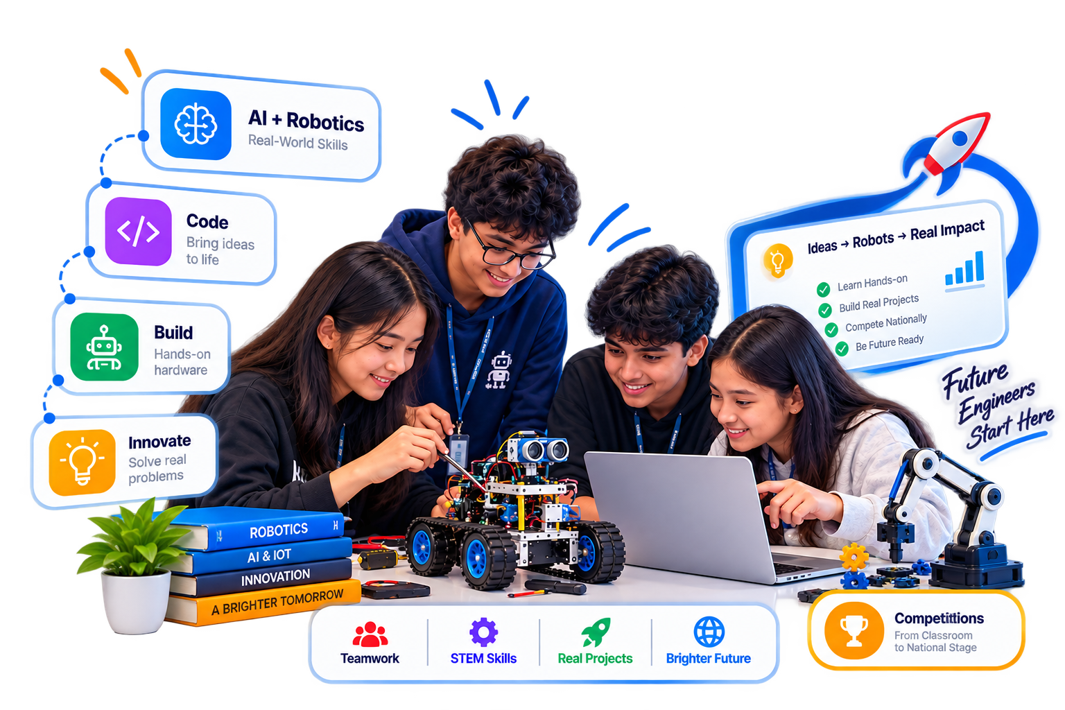 RoboTech Nepal Students Building Robots